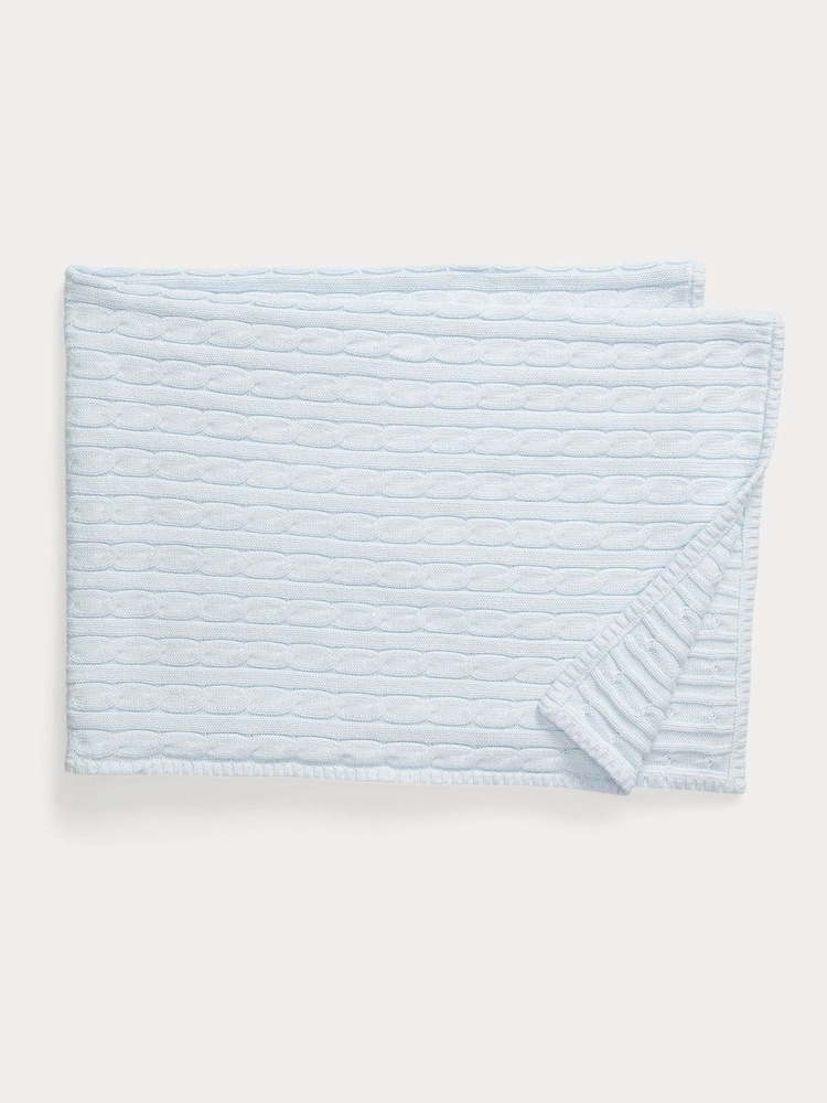 Polo Ralph Lauren Blue Cotton Cable Knit Newborn Blanket - Image 1 of 2