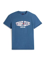 Tommy Jeans Blue Wavy Flag Jersey T-Shirt - Image 5 of 5