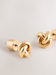 Gold Tone Knot Stud Earrings - Image 2 of 3