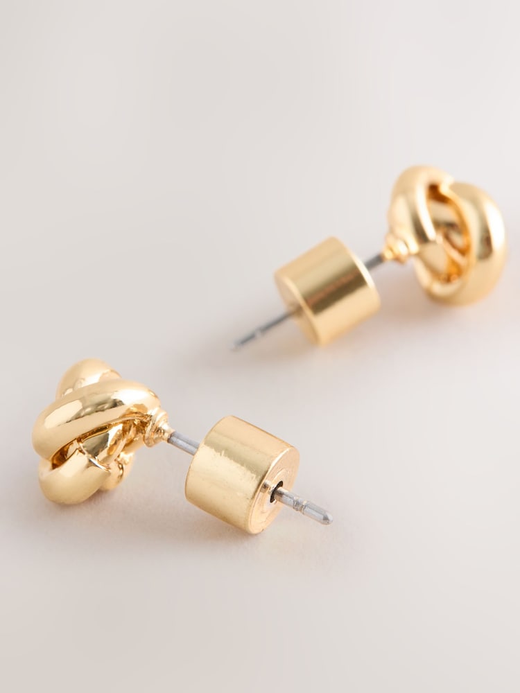 Gold Tone Knot Stud Earrings - Image 3 of 3