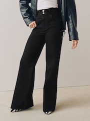 أزرق/أسود - High Rise Stretch Wide Leg Jeans 2 Pack - صورة 4 من 11