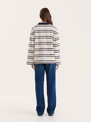 4th & Reckless Blue Stripe Rugby Polo Top - Image 4 of 5