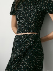 BHOEM Monochrome Polka Dots Ruched Side Draped Mini Skirt - Image 3 of 4