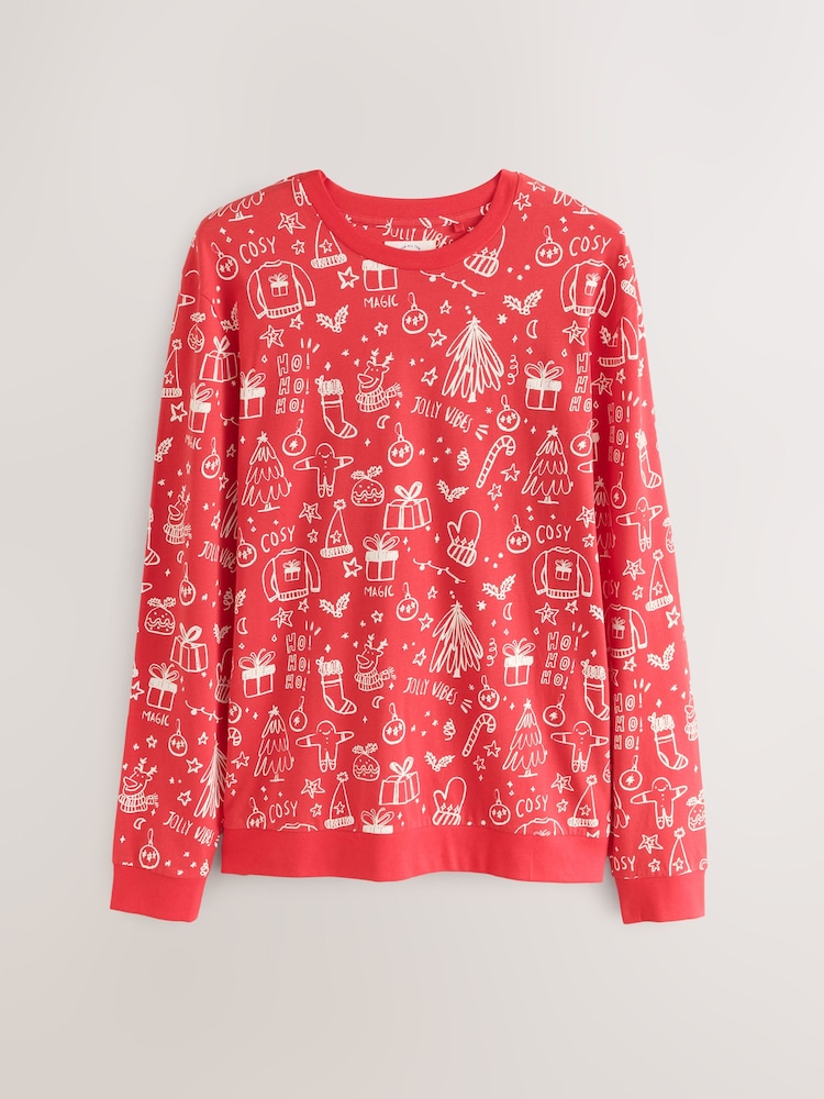 Red Jolly Vibes Matching Family Christmas Long Sleeve Pyjamas - Image 2 of 5