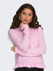 JDY Pink Long Sleeve Frill Detail Cardigan - Image 2 of 7