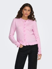 JDY Pink Long Sleeve Frill Detail Cardigan - Image 3 of 7