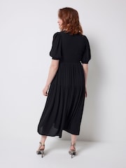 Svart - SCAMP & DUDE Rynket midikjole med glidelås foran - Bilde 2 av 3