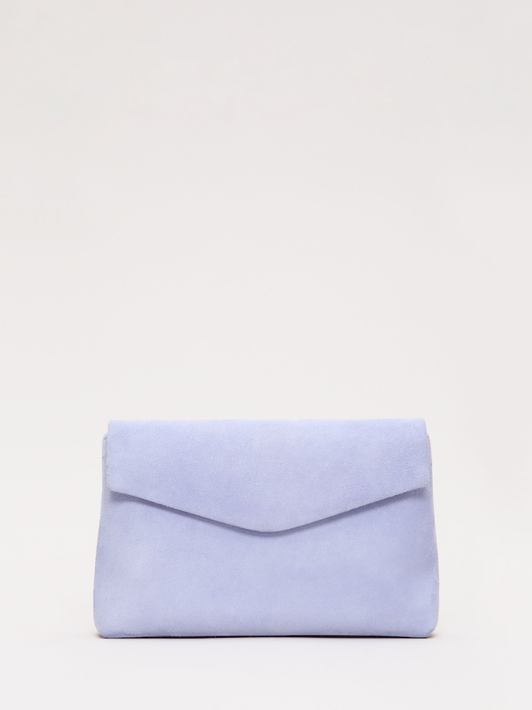 Phase Eight Blue Suede Clutch Bag - Image 1 of 7