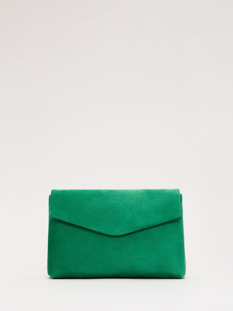 Phase Eight Green Suede Clutch Bag - Image 1 of 7