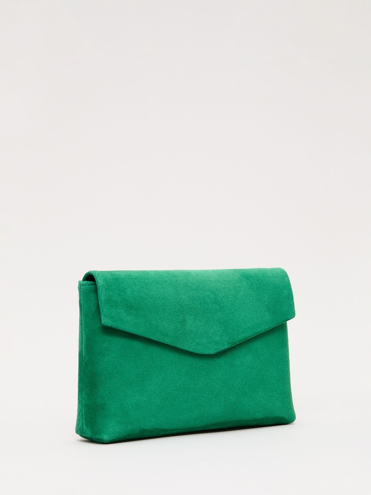 Phase Eight Green Suede Clutch Bag - Image 2 of 7