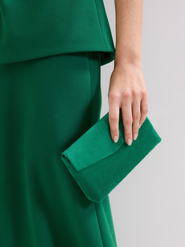 Phase Eight Green Suede Clutch Bag - Image 7 of 7