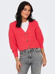 ONLY Red Ribbed Cardigan - Image 3 of 6