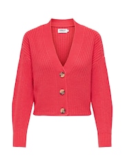 ONLY Red Ribbed Cardigan - Image 5 of 6