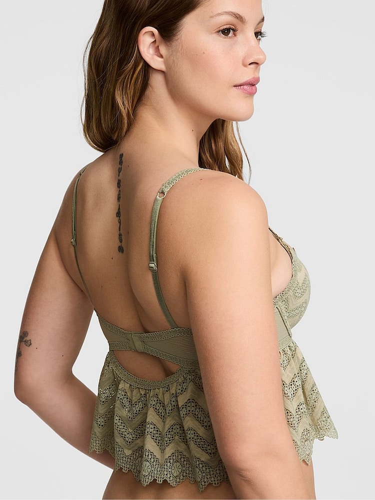 Victoria's Secret Pink Slate Green Crochet Lace Babydoll Bra Top - Image 2 of 2