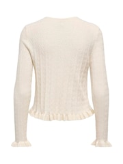 ONLY Cream Cable Knit Frill Detail Cardigan - Image 7 of 7
