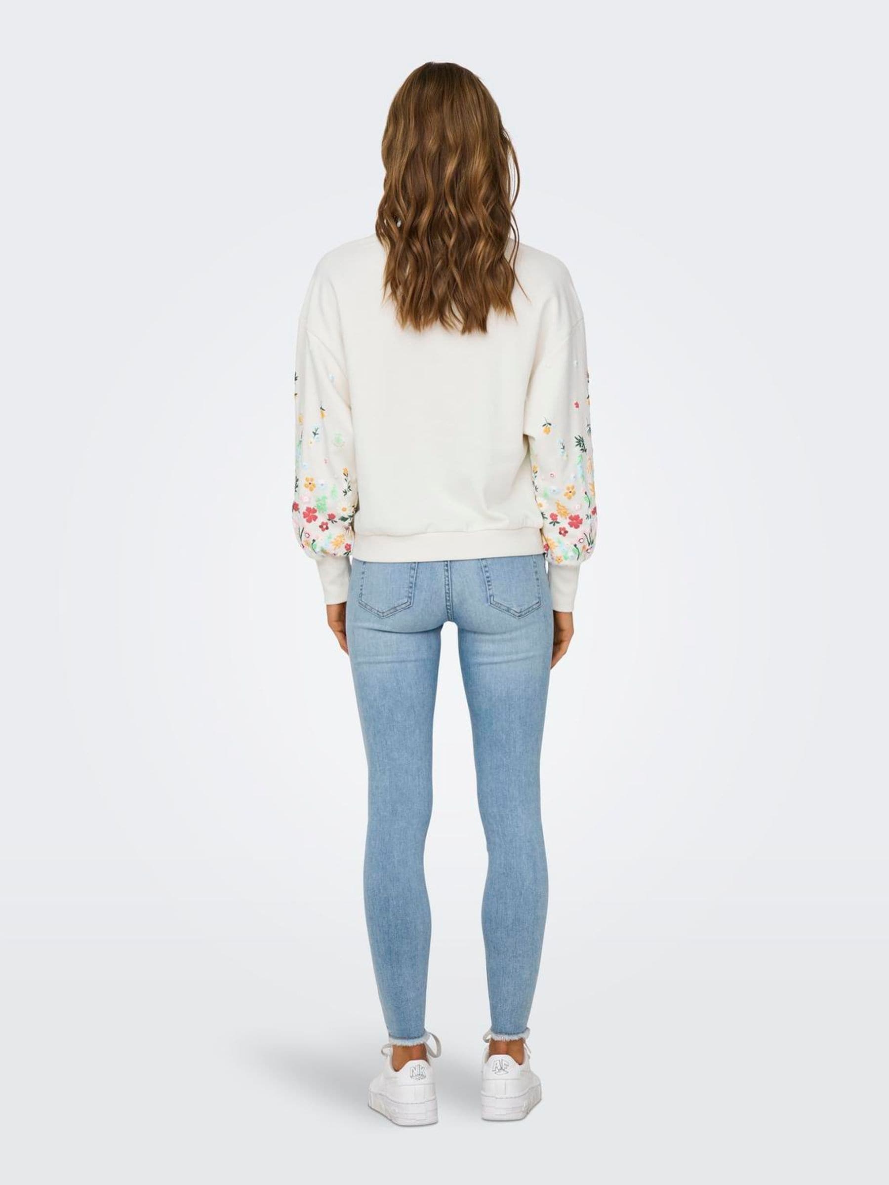 Buy ONLY White Long Sleeve Flower Detail Jumper from Next USA
