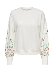 ONLY White Long Sleeve Flower Detail Jumper - Image 5 of 6