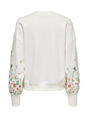 ONLY White Long Sleeve Flower Detail Jumper - Image 6 of 6