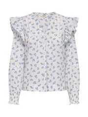 ONLY Frill Detail Long Sleeve Cotton Blouse - 6的图像5｝