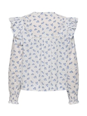 ONLY Frill Detail Long Sleeve Cotton Blouse - 6的图像6｝