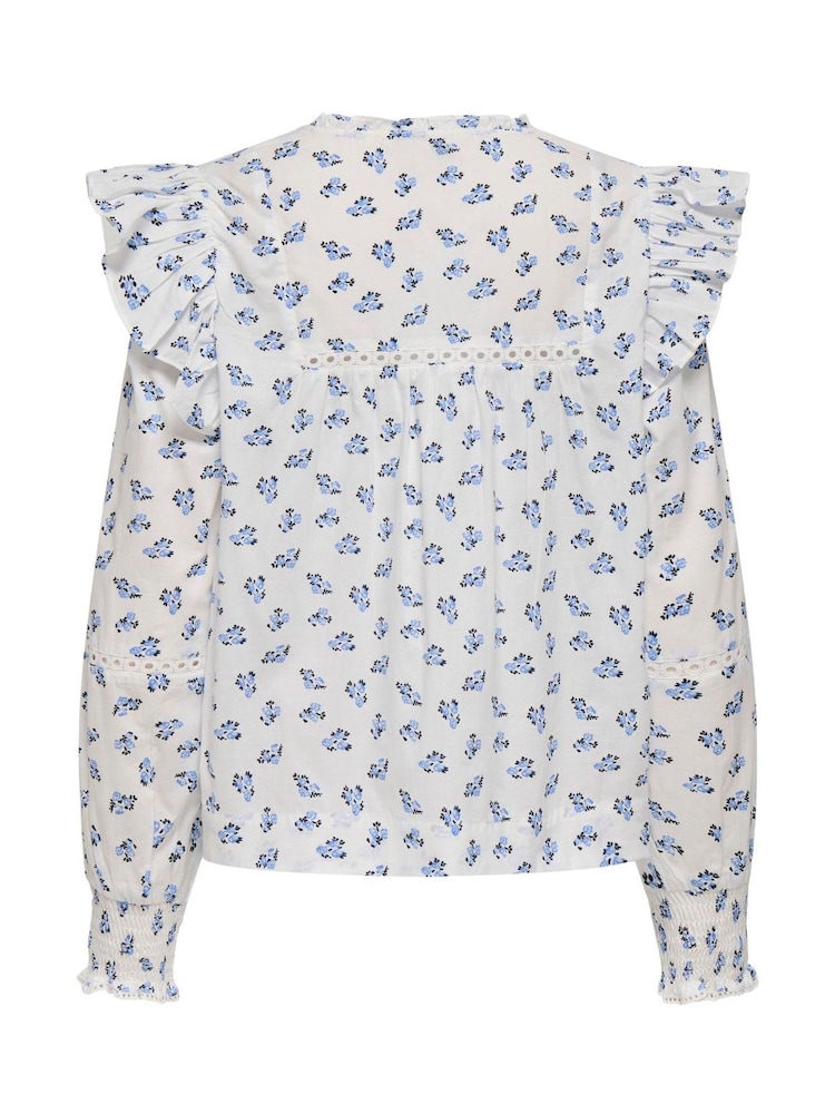 ONLY Frill Detail Long Sleeve Cotton Blouse - 6的图像6｝