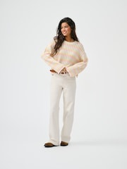 ONLY Grey Stripe Knit Jumper - Image 1 of 7