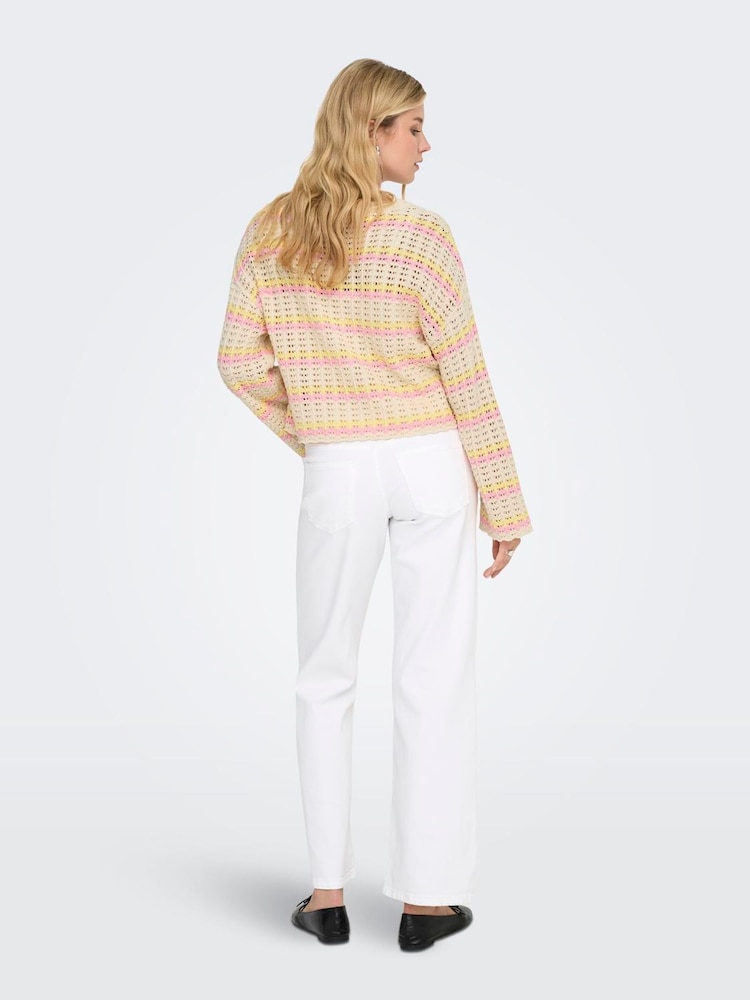 ONLY Grey Stripe Knit Jumper - Image 2 of 7