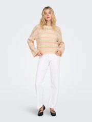 ONLY Grey Stripe Knit Jumper - Image 3 of 7