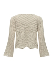ONLY Natural 3/4 Sleeve Crochet Pullover Jumper - Image 6 of 6