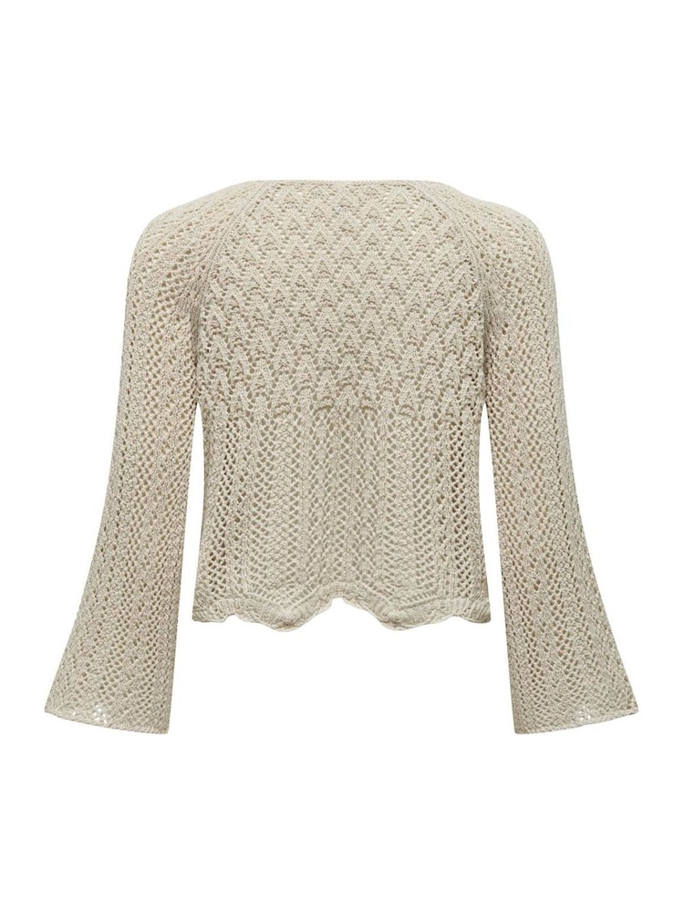 ONLY Natural 3/4 Sleeve Crochet Pullover Jumper - Image 6 of 6