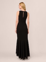 Adrianna Papell Black Ruffle Crepe Halter Dress - Image 2 of 7
