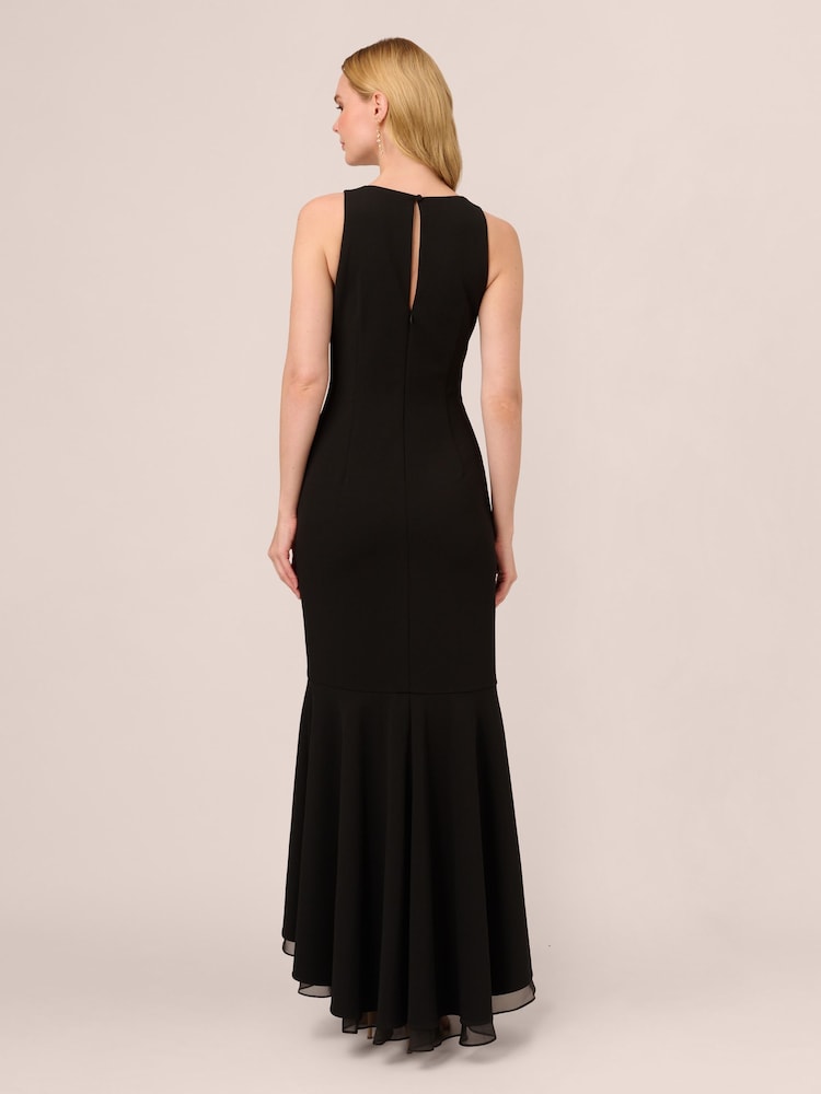 Adrianna Papell Black Ruffle Crepe Halter Dress - Image 2 of 7