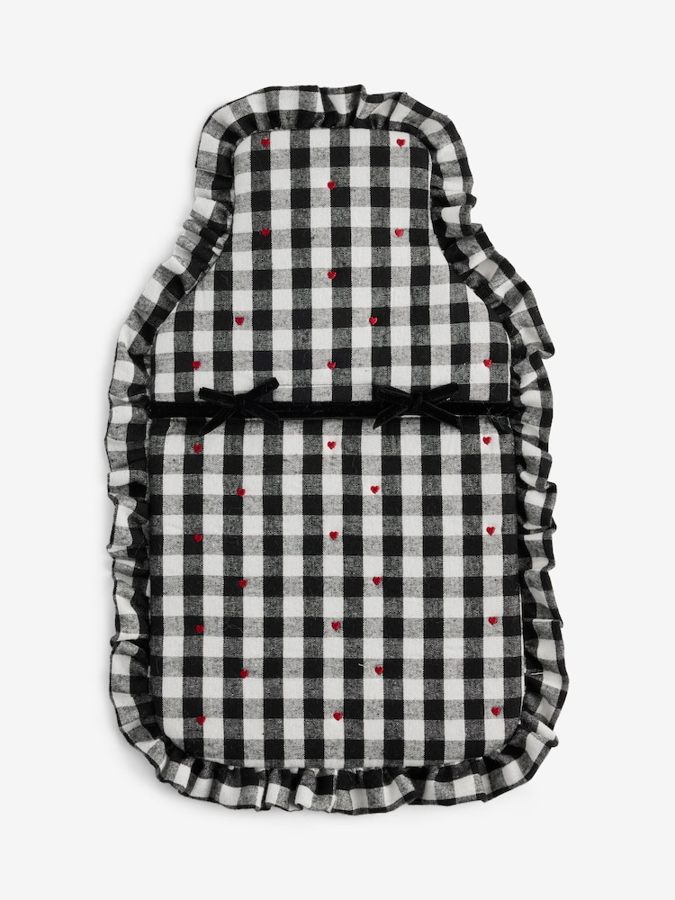 Monochrome Gingham Heart Hot Water Bottle - Image 5 of 5 Monochrome Gingham Heart Hot Water Bottle - Image 5 of 5