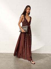 BHOEM Chocolate Brown Beaded Maxi Event Dress - Image 3 of 5