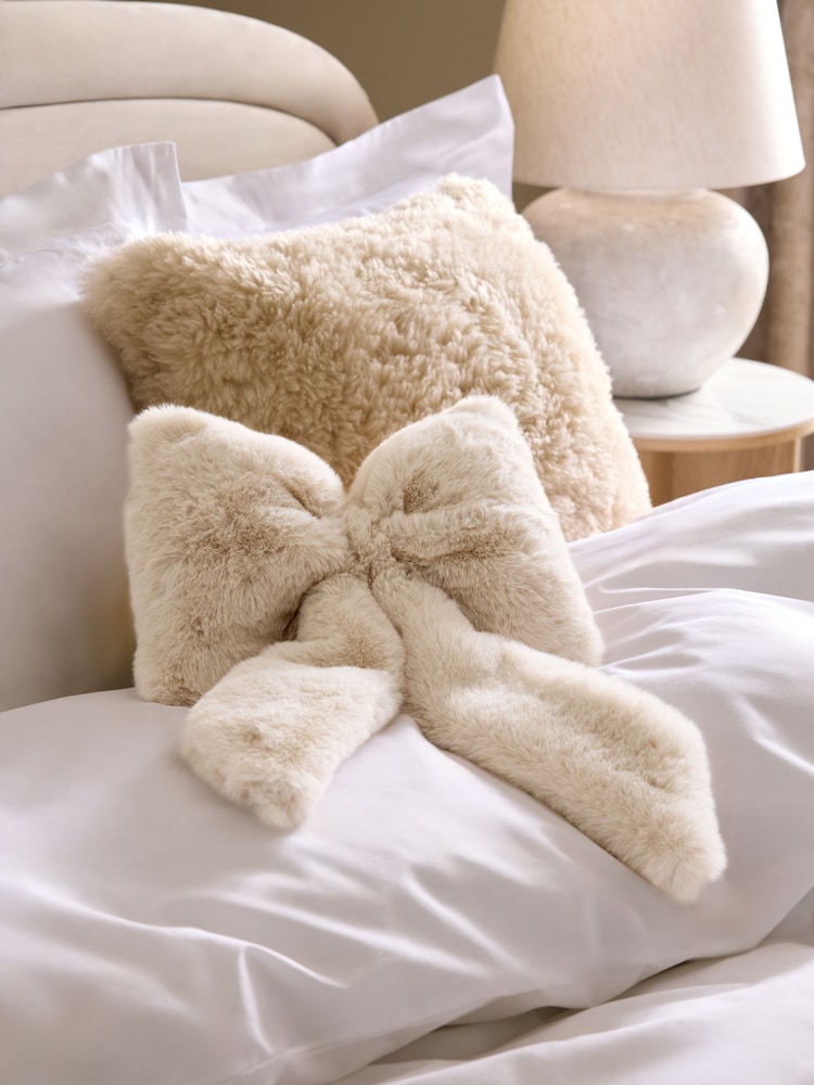 Natural Faux Fur Bow Hottie - Image 1 of 6 Natural Faux Fur Bow Hottie - Image 1 of 6