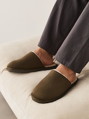 Khaki Green Microsuede Mule Slippers - Image 2 of 2