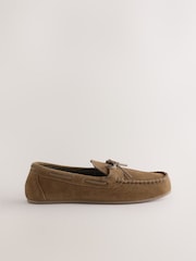 Taupe Brown Suede Bow Moccasins - Image 3 of 6