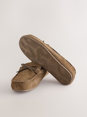Taupe Brown Suede Bow Moccasins - Image 4 of 6