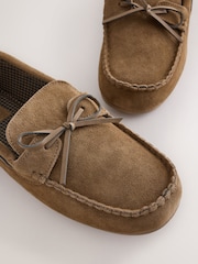 Taupe Brown Suede Bow Moccasins - Image 6 of 6