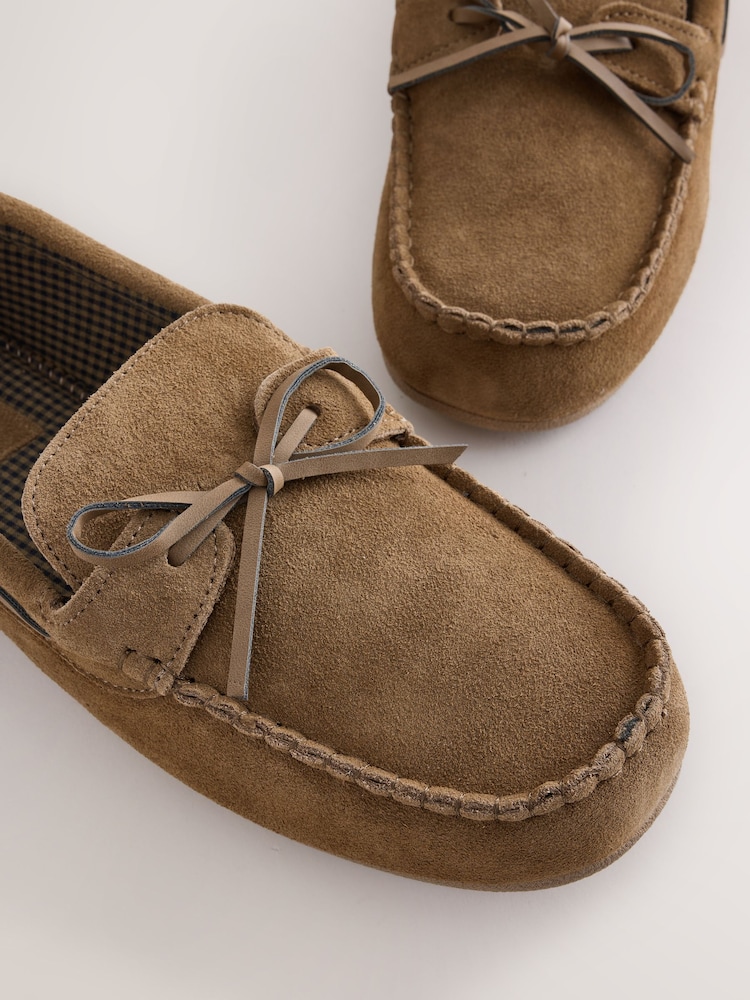 Taupe Brown Suede Bow Moccasins - Image 6 of 6 Taupe Brown Suede Bow Moccasins - Image 6 of 6