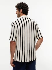 Tommy Hilfiger Muslin/Black Relaxed Fit Open Knit Polo Shirt - Image 3 of 5