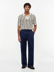 Tommy Hilfiger Muslin/Black Relaxed Fit Open Knit Polo Shirt - Image 4 of 5