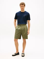 أزرق - Tommy Hilfiger Tonal Logo Embroidery Crew Neck T-Shirt - Image 2 of 5