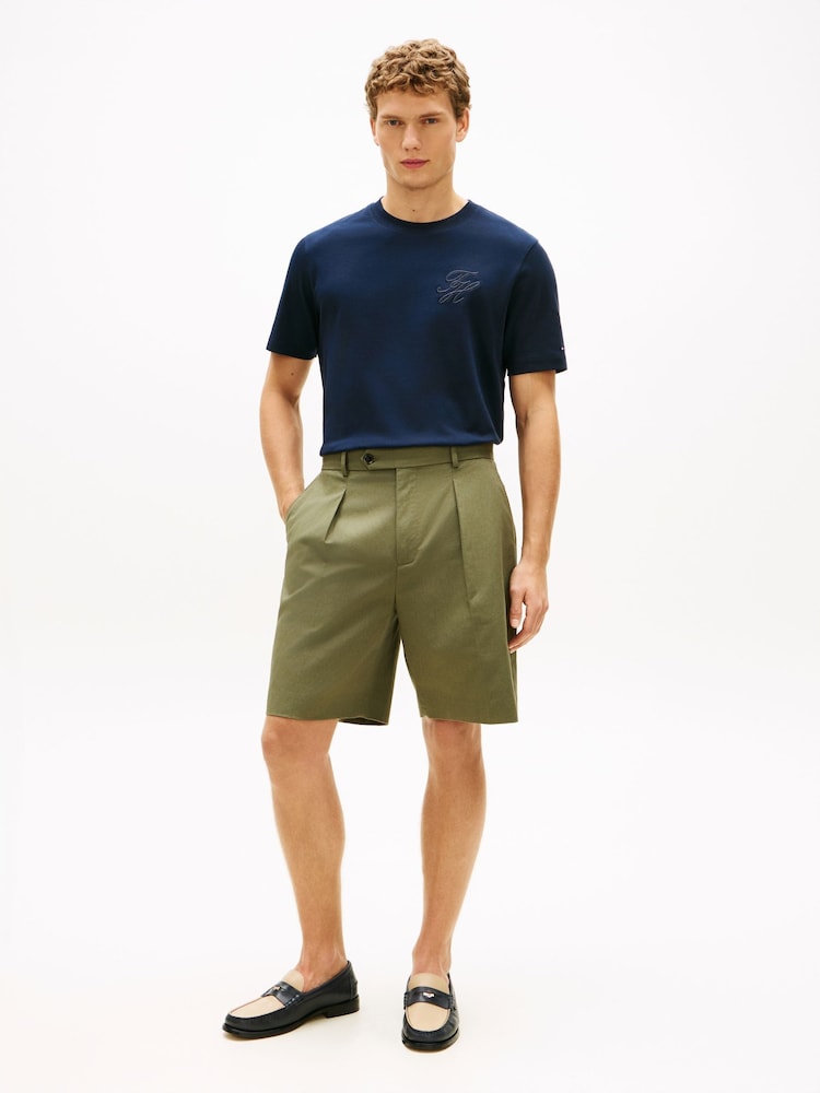 أزرق - Tommy Hilfiger Tonal Logo Embroidery Crew Neck T-Shirt - Image 2 of 5