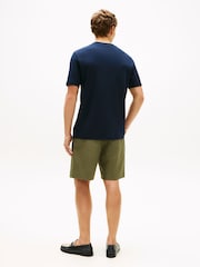 أزرق - Tommy Hilfiger Tonal Logo Embroidery Crew Neck T-Shirt - Image 3 of 5