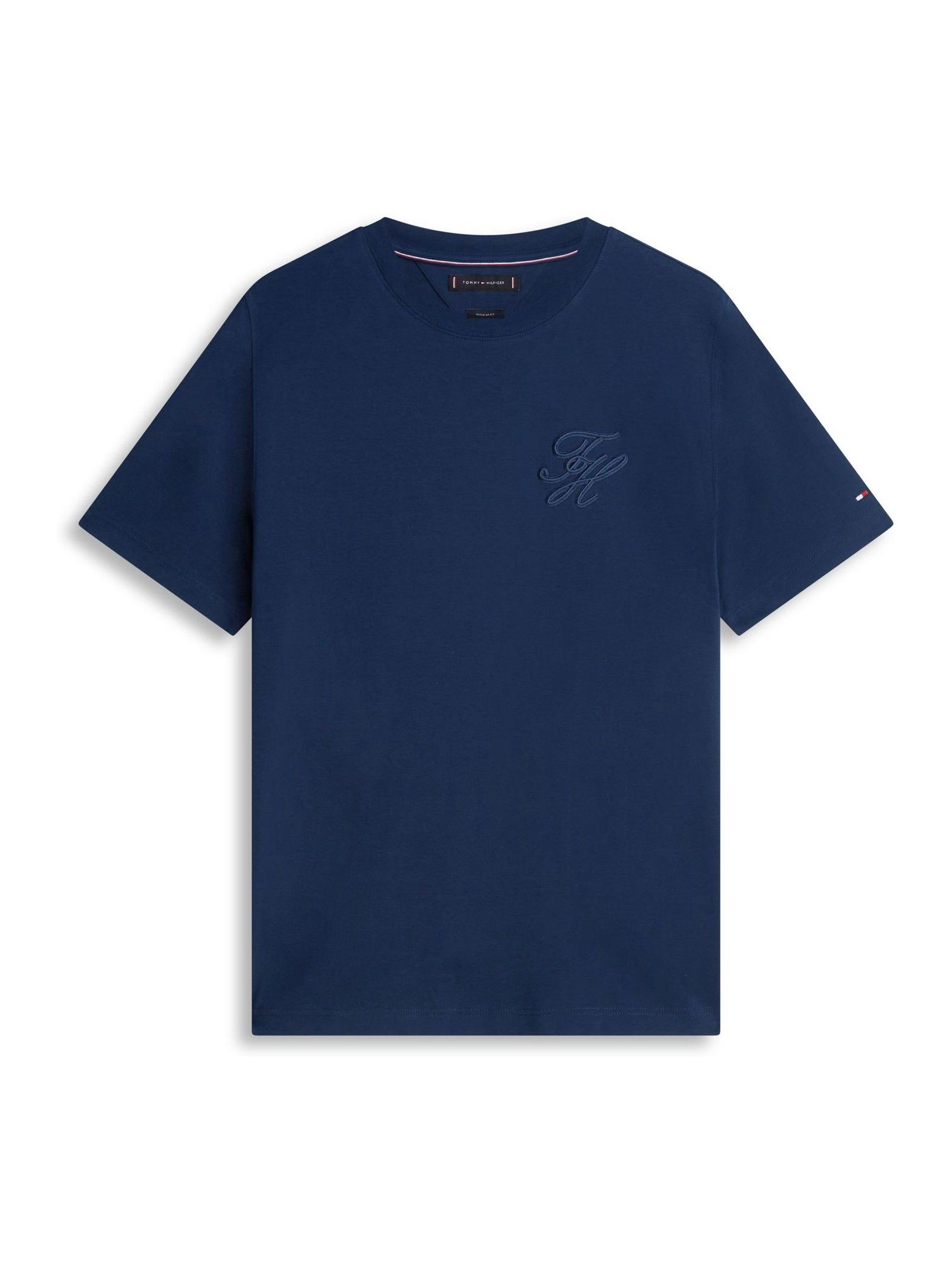 Next：日本 ブルー - Tommy Hilfiger トーナルロゴ刺繍クルーネックT 