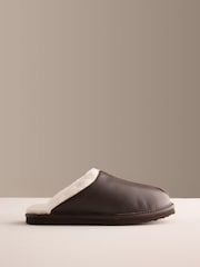 Brown Signature Leather Mule Slippers - Image 3 of 6