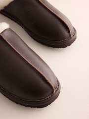 Brown Signature Leather Mule Slippers - Image 4 of 6