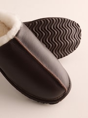 Brown Signature Leather Mule Slippers - Image 6 of 6