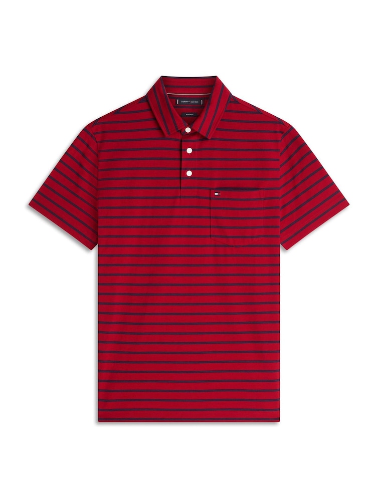 Tommy Hilfiger Red Stripe Jersey Polo Shirt - Image 5 of 5 Tommy Hilfiger Red Stripe Jersey Polo Shirt - Image 5 of 5